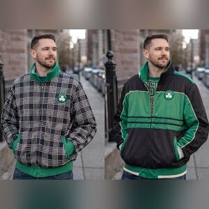 UNK NBA Boston Celtics Black Green Reversible Track Warm Up Jacket-Full Zip Sz L